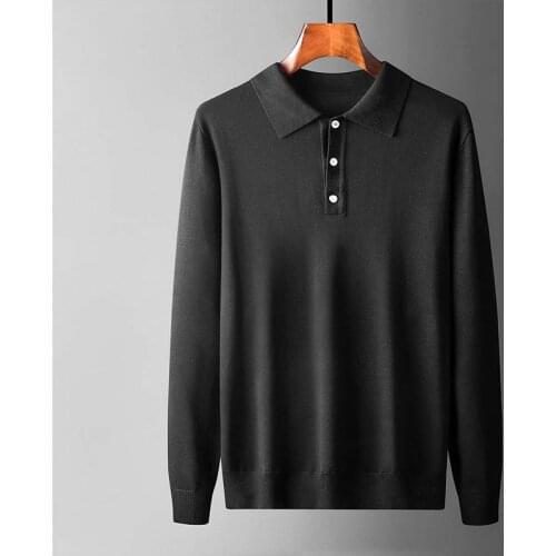 Spring 2021 Mens Sweater Polo Shirt Simple Business Style High Quality Cotton Knitted Long Sleeve Pullover Mens 4XL Fall