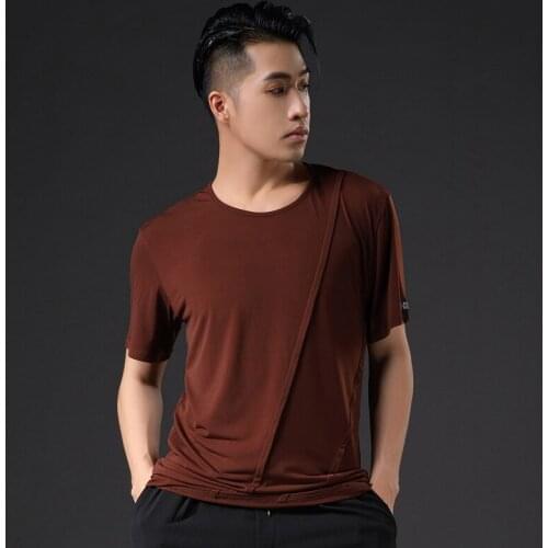 New Latin Dance Performance Costumes Men Summer Short Sleeve Shirts Practice Clothes Ballroom Dance Competition Clothes DN8914