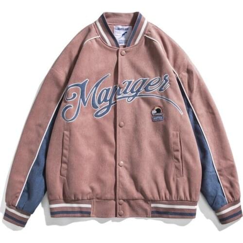 SEVEYFAN 2021 Mens Suede Baseball Jackets Letters Embroidery Patchwork Coat for Male