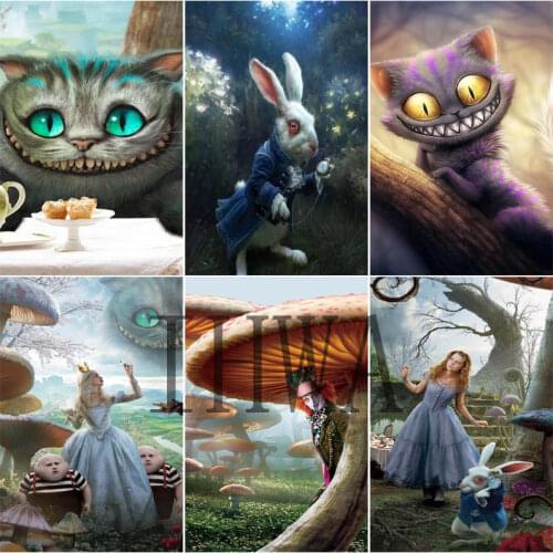 Disney Cheshire Cat Diamond Painting Alice In Wonderland 5D DIY Diamond Embroidery Cross Stitch Kit Handmade Alice Home Decor