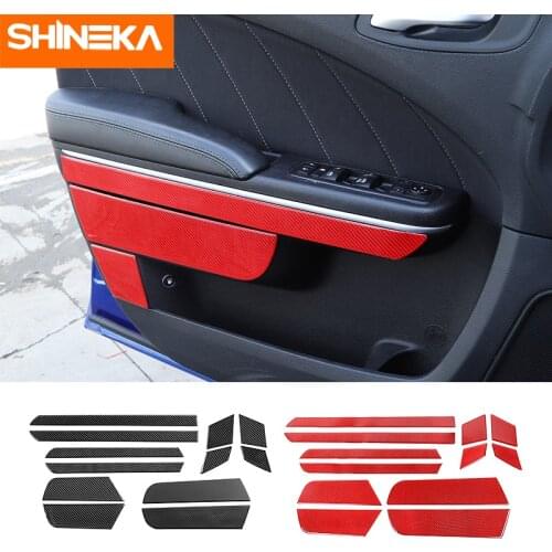 SHINEKA Carbon Fiber Sticker For Dodge Charger Car Inner Door Panel Decoration Cover Sticker Accessories For Dodge Charger 2015