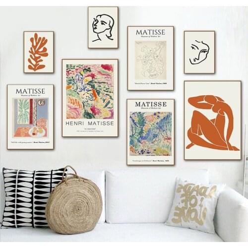Matisse Geometric Leaf Abstract Line Face Wall Art Canvas Painting Nordic Posters And Prints Wall Pictures For Living Room Decor