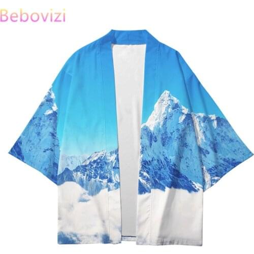 Plus Size XXS-4XL Landscape Printing Japanese Style Fashion Kimono 2020 Men and Women Cardigan Blouse Haori Obi Asian Clothes