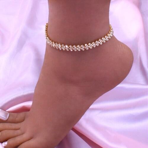 Luxury Rhombus Crystal Foot Chain Irregular Anklets Jewelry for Women Shiny Rhinestone Bow-knot Ankle Bracelet Foot Accessories