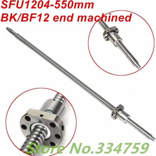 SFU1204 550mm long rolled ball screw C7 BK/BF10 end machined with 1204 single ball nut for CNC parts