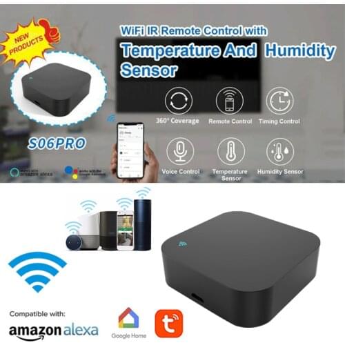 Tuya/Smart Life APP Smart Home Wireless WiFi-IR Remote Controller Temperature Humidity Monitoring Work With Alexa Google Home