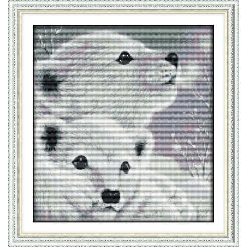 Everlasting Love Two Little Polar Bears Chinese Cross Stitch Kits Ecological Cotton Stamped DIY Gift Wedding Decoration For Home