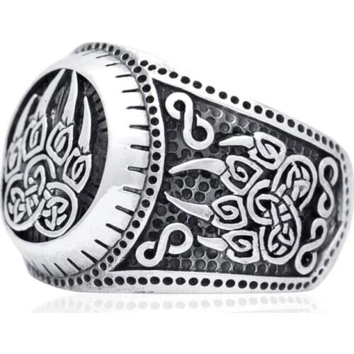 Vintage Silver Color Animal Pattern Bear Claw Biker Ring Punk Exaggerated Celtic Viking Rings for Women Men Boho Jewelry Gifts