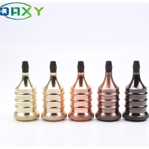E27 110V-240V Vintage Edison Lamp Base Pendant Light Socket Screw Bulb Base Golden Copper Black Metal Alloy Light Socket[F1558]