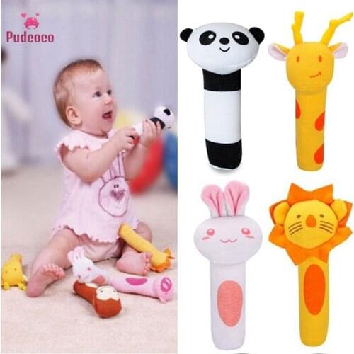 Pudcoco Funny Kids Baby Soft Sound Animal Handbells Rattles Bed Bells Developmental Toy Gifts For Kid Bebe 2020 Giraffe Rabbit