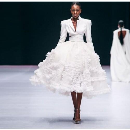 High Fashion White Puffy Midi Women Tulle Skirts With Flounce Ruffles Bridal Tulle Skirts Birthday Party Mesh Tulle Skirt