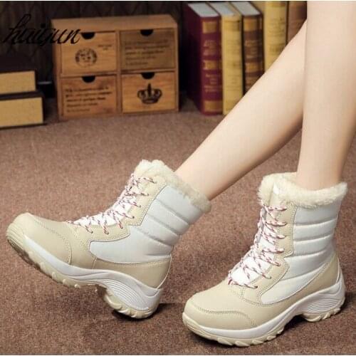 Plus Size Women Snow Boots High Quality Winter Warm Boots Thick Bottom Platform Waterproof Ankle Boots Female Thick Fur Shoes