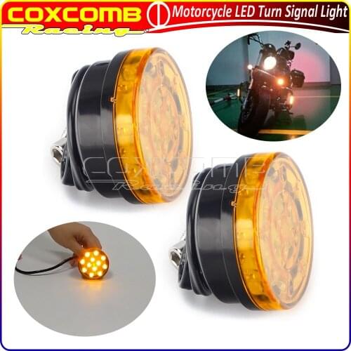 1 Pair Motorcycle LED Turn Signal Indicator Light Amber Lens Taillight For Harley Ducati Honda Yamaha Kawasaki Cafe Racer