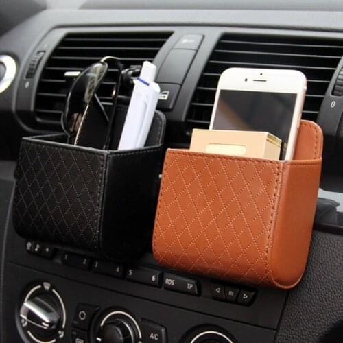 1Pcs Car Storage Bag Car Air Outlet Storage Box Leather Large Capacity Multifunctional Storage Bag for Storing Keys Interior
