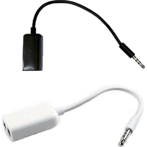 10pcs/lot Black/White 3.5mm one in two couples audio line Earbud Headset Headphone Earphone Splitter For Phone 6 5S 4S MP3 MP4