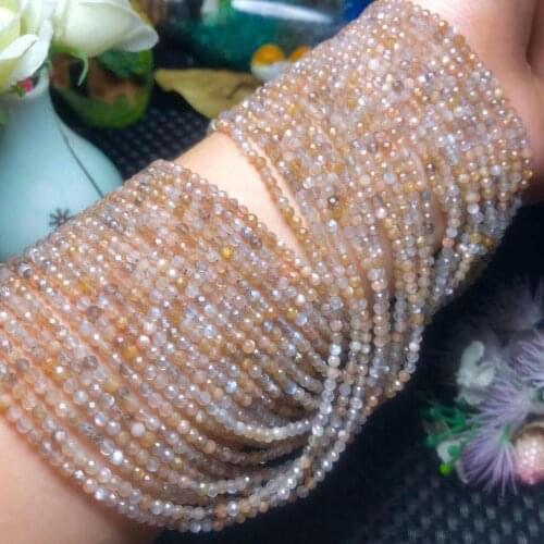 3mm Natural Peach Moonstone Faceted Round loose Stone Jewelry 15" Strand Beads Pick Size For Jewelry