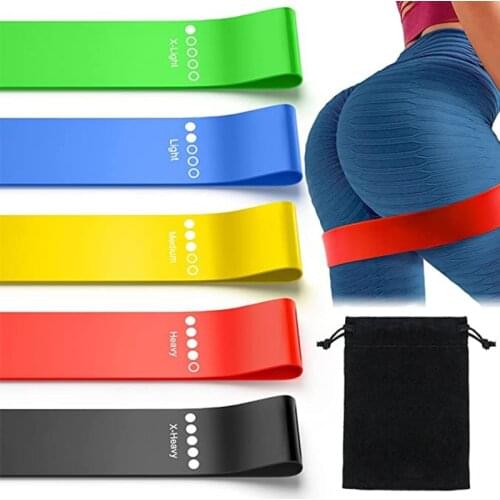 5Pcs Latex Non Slip Resistance Loops Fitness Exercise Legs Butt Resistance Bands Set Home Workout Strength Training Yoga Pilates