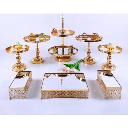 8pcs Gold Cake Stand Set Cupcake Tray Cake Tools Home Decoration Dessert Table Decorating Party Wedding Display