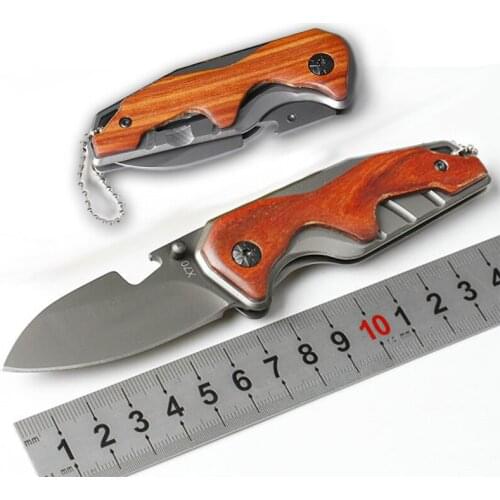 Free shipping X70 steel Folding Knife Wood Handle Survival Tactical Pocket Knife Small Camping Knives EDC Tools
