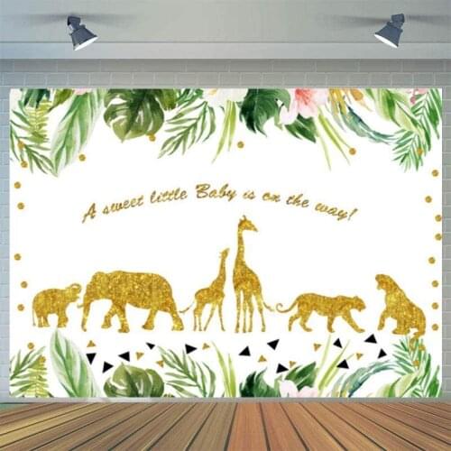 Cartoon Giraffe Leopard Elephant Tropical Rainforest Animal Background Boy Birthday Party Picture Photography Studio Backdrop