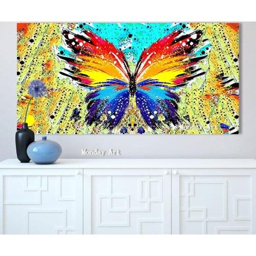 Large Hand Painted Abstract butterfly Oil Painting on Canvas Abstract Wall Picture for Living Room Bedroom office Wall Art Decor