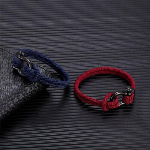 European and American Bracelet Mens Woven Titanium Steel Bracelet Survival Horseshoe Buckle Stainless Steel Ornament Bracelet