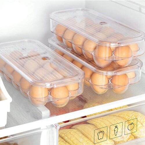 Fridge Egg Holder,Stackable Egg Storage Box with Coverd,Egg Tray with Lid,for Refrigerator Kitchen Cabinet,Set of 3