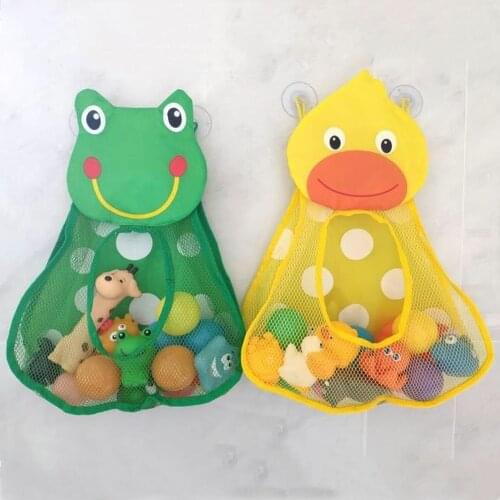 Baby Bath Toys Cute Duck Frog Mesh Net Toy Storage Bag Strong Suction Cups Bath Game Bag Bathroom Organizer Water Toys for Kids