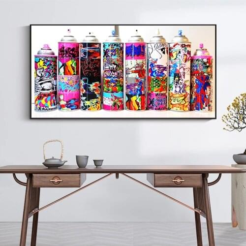 Graffiti Art Spray Can Collection Wall Posters And Prints Colorful Graffiti Paint Bottle Decorative Pictures For Bar Cafe