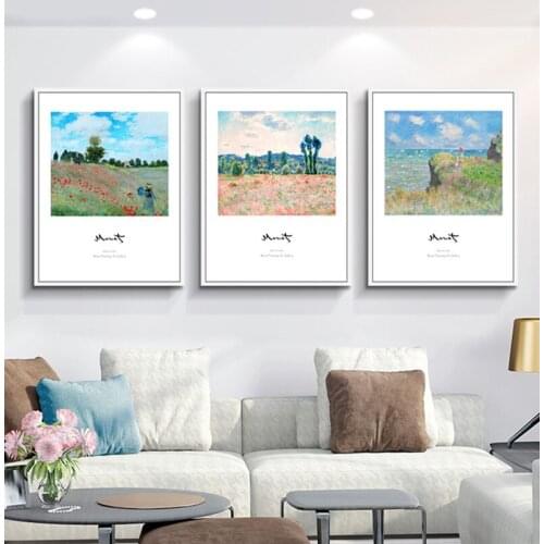 Monet Oil Painting, Nordic Art Poster, Including Grass, Snow, Seaside Canvas Mural, Living Room, Bedroom, Modern Decoration