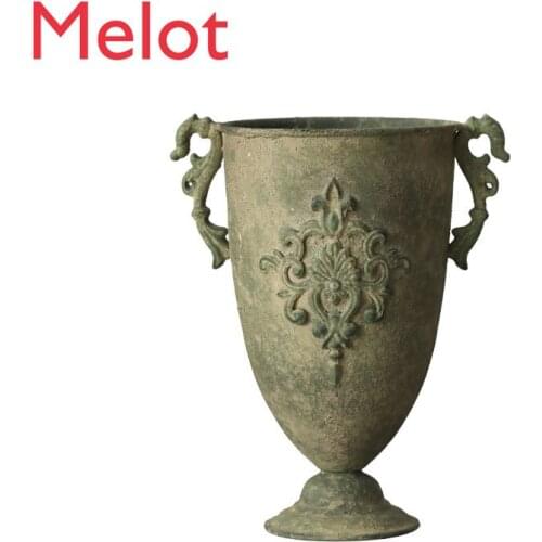 Classical Flowerpot and Flower Vase Flower Pot Vintage European-Style Iron Flower Arrangement Vessel Decoration Furnishings