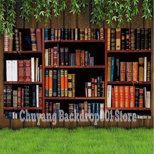 Bookshelf Bookcase Backdrops Library Backdrop Office For Video Conference Vintage Party Background Books