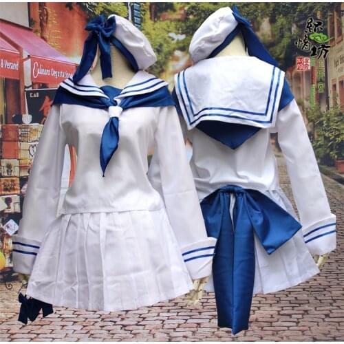 Anime Wadanohara and the Great Blue Sea COSPLAY Halloween cos Long Sleeve White Sailor Suit Set Witch Daily Costumes