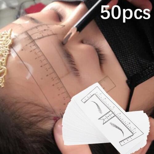 New 50pcs semi-permanent positioning ruler tool microblading eyebrow standard scale measuring ruler for beginner