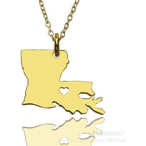 Louisiana Not Embroidered steel necklace Map of the United States Fashion trends accessories