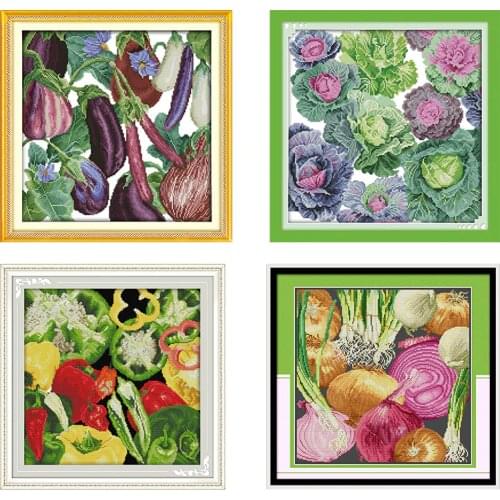 Cross Stitch Kits Stamped Vegetables Onion Patterns Counted 11CT 14CT Printing Handmade Embroidery Thread Needlework Decor Sets