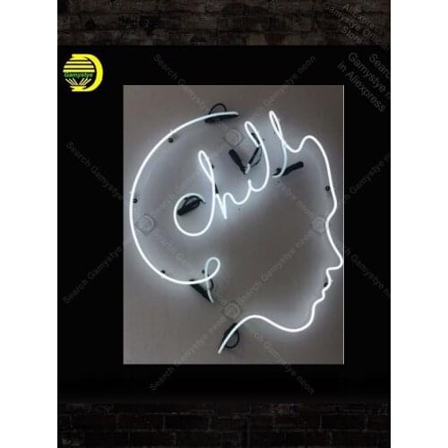NEON SIGN For Chill with Girl Face Sign light lampara neon signs sale vintage anuncio luminoso Neon Light Real Glass Palm Trees