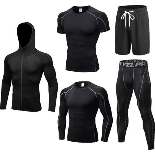 New Running Sets 5pcs/sets Basketball Training Tights Compression Crossfit Sportswear Men Gym Fitness Jogging Sport Suits