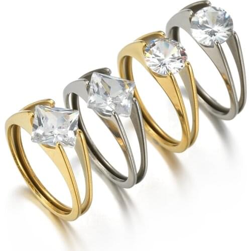 Engagement Finger Ring for Women Big Stone Clear Zirconia Rings Crystal Statement Fine Jewelry Wedding Female Gifts