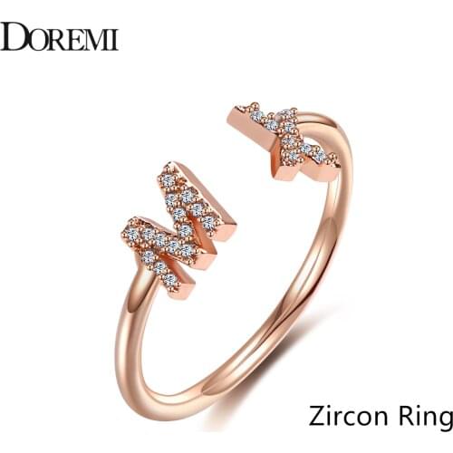 Open Ring Custom Hiphop Jewelry Iced Out Zircon Stone Geometric letters fashion Ring For Women Men Handmade Jewelry For Gifts