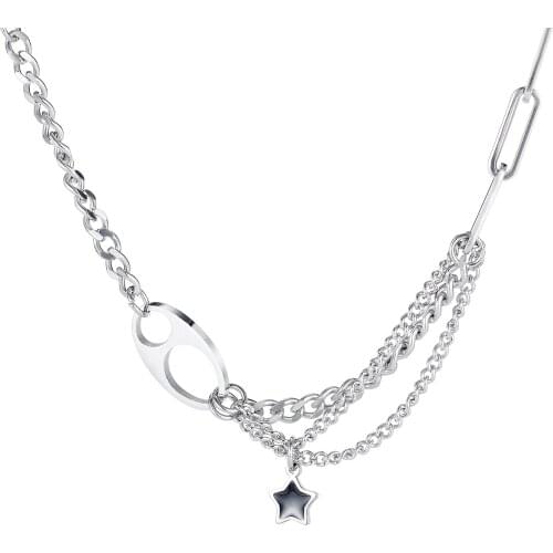 Minimalist Lrregular Layered Chains Necklaces For Women Star Pendants Fashion Y2k E Girl Stainless Steel Neck Jewelry Necklaces