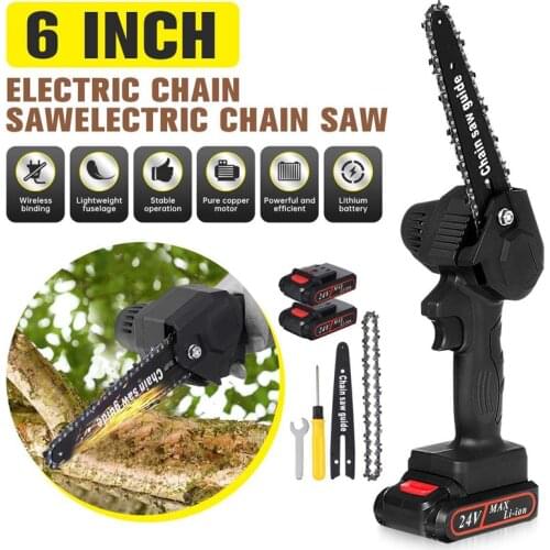 6 Inch 550W Electric Chain Saw Pruning ChainSaw Cordless Garden Tree Logging Trimming Saw Woodworking Cutter w/ Lithium Battery