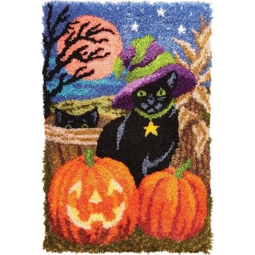 Halloween Gift Latch Hook Kits Rug Making Kits DIY for Kids/Adults Needle Craft with Printed Canvas Pattern Tapestry