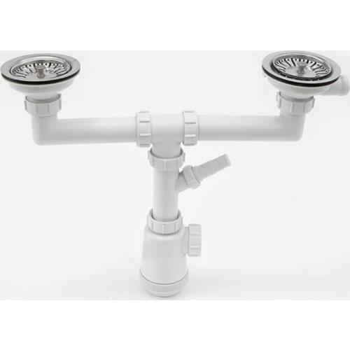 Wash basin sink pipe for Kitchen bathroom launch sink drain sewer vent overflow basin drain kit Double-sided basin PP