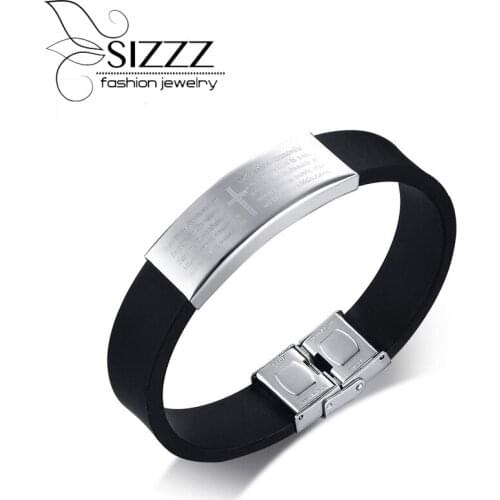 SIZZZ 2017 New Factory price bracelet wholesale black titanium steel cross bracelet&bangles for men