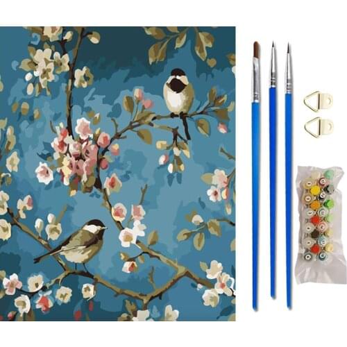Birds And Flower DIY Painting By Numbers Kits Drawing On Canvas Home Wall Art Decor Handpainted Painting For Artwork