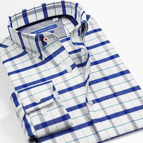 Smart five Classic Shirts Men Long Sleeve Plaid 100% Cotton High Quality Shirt Men Summer 2018 Plus Size 5XL 6XL Shirts Clothes