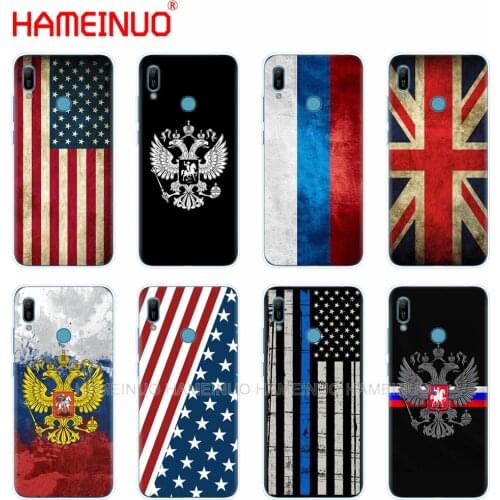Silicon phone cover case for huawei Y5 Y6 Y7 Y9 PRO PRIME 2019 honor 8s 8a 20 LITE PRO 10i view 20 V20 Russian British USA flag