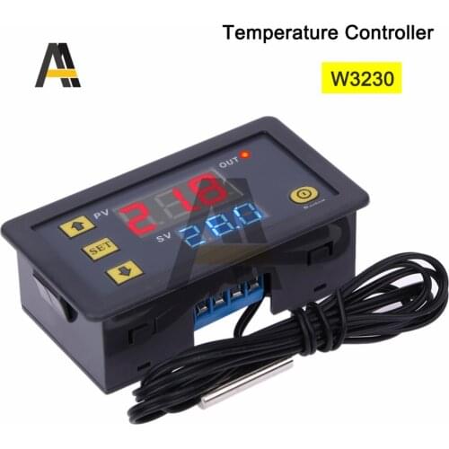 W3230 12V 24V AC110-220V Probe line 20A Digital Temperature Control LED Display Thermostat With Heat/Cooling Control Instrument