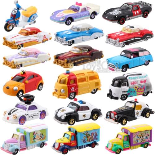 Tomy Cars Dream Star Donald Duck Mickey Minnie Retro Vintage Car Drag Racing Valentines Alloy Model Toys Scene Props